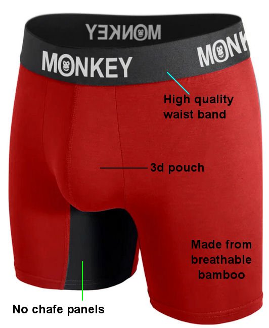 Men's Red Bamboo Boxer Brief. - Monkey Undies