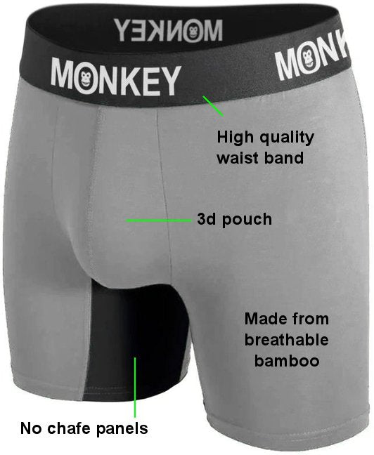 Monkey Undies 3 Pack Black, Navy Blue and Grey - Monkey Undies