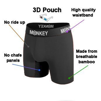 Monkey Undies Bamboo 6 pack Black, Red, Green - Monkey Undies