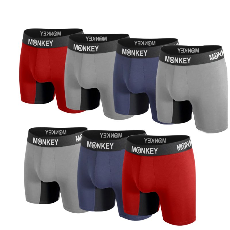 Monkey Undies Bamboo 7 pack Red, Navy Blue, Grey - Monkey Undies