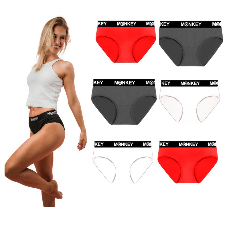 Women's Bamboo 6 Pack - Black, Red, White - Monkey Undies